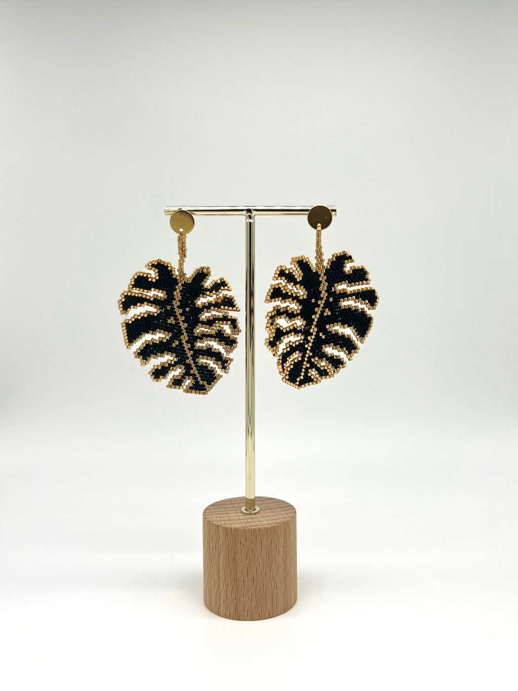 Pendientes Hoja Monstera Noire