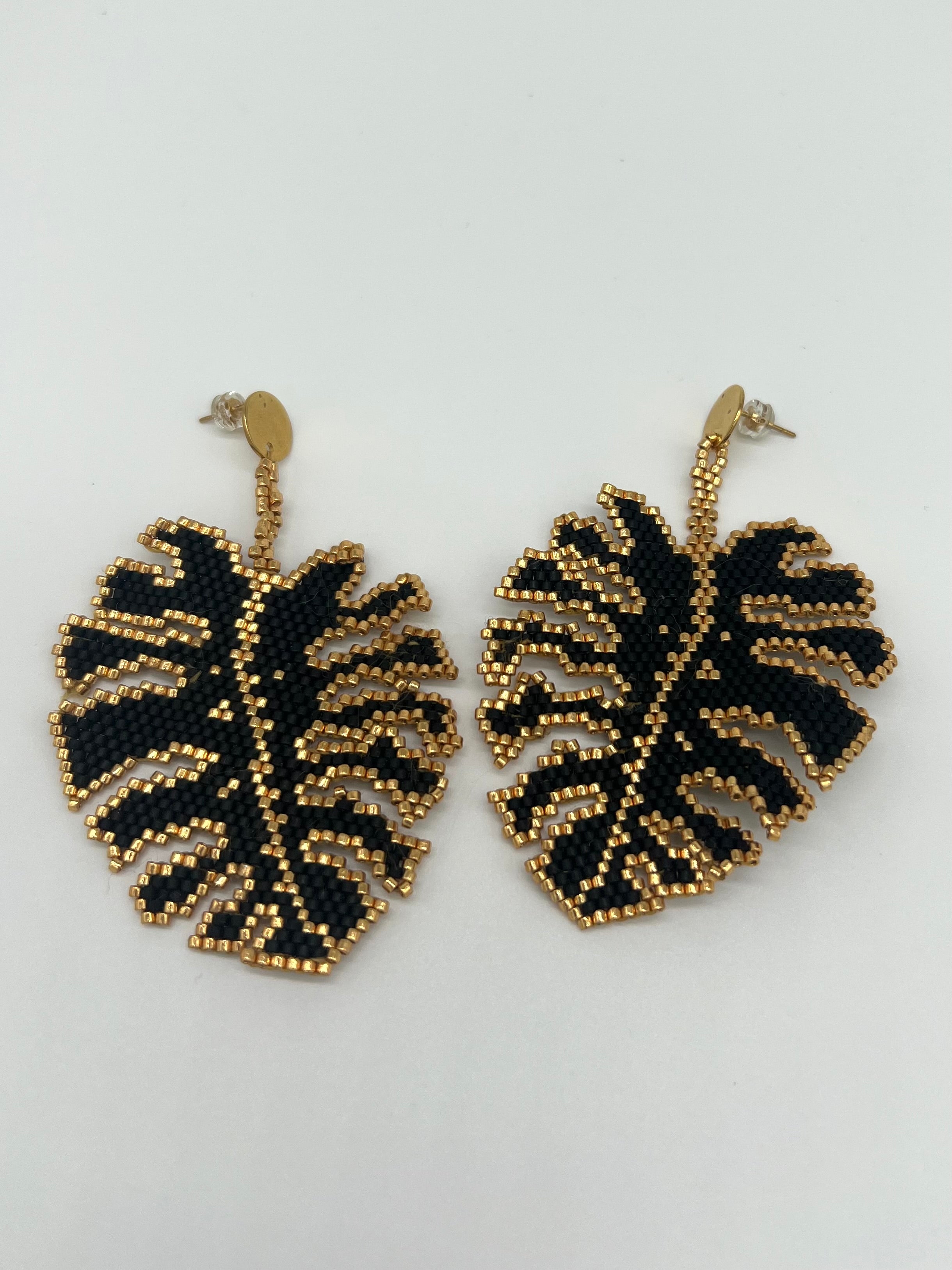 Pendientes Hoja Monstera Noire